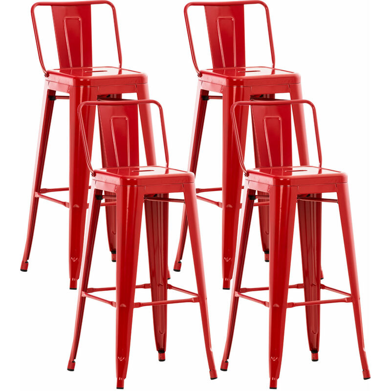 

CLP - Set De 4 Taburetes Mason Metálicos Rojo