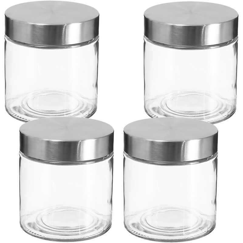 

Wellhome - Set de 4 tarros de vidrio y acero inoxidable 750ML