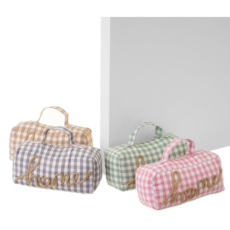 

Set de 4 topes de puerta bolso de tela vichy y gravilla multicolor de 24x9x11 cm