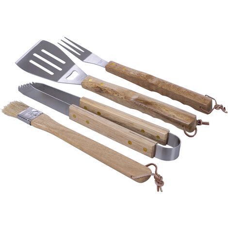 YOSOO - Fourchettes à barbecue - télescopiques en acier inoxydable - manche  en bois de hêtre - lot de 10