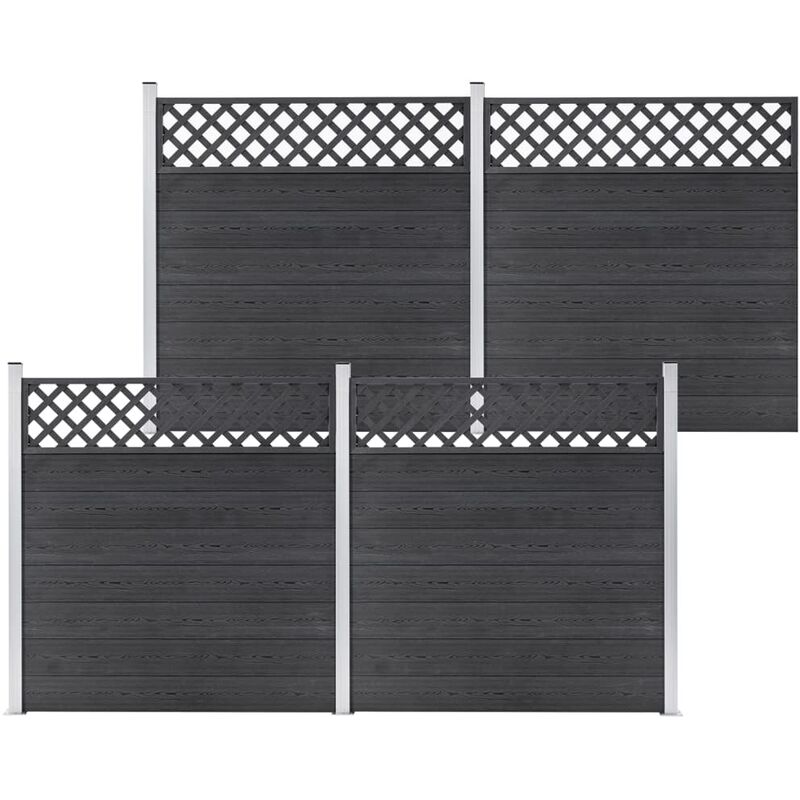 

Set de 4 vallas cuadradas WPC gris 699x185 cm - Gris - Vidaxl