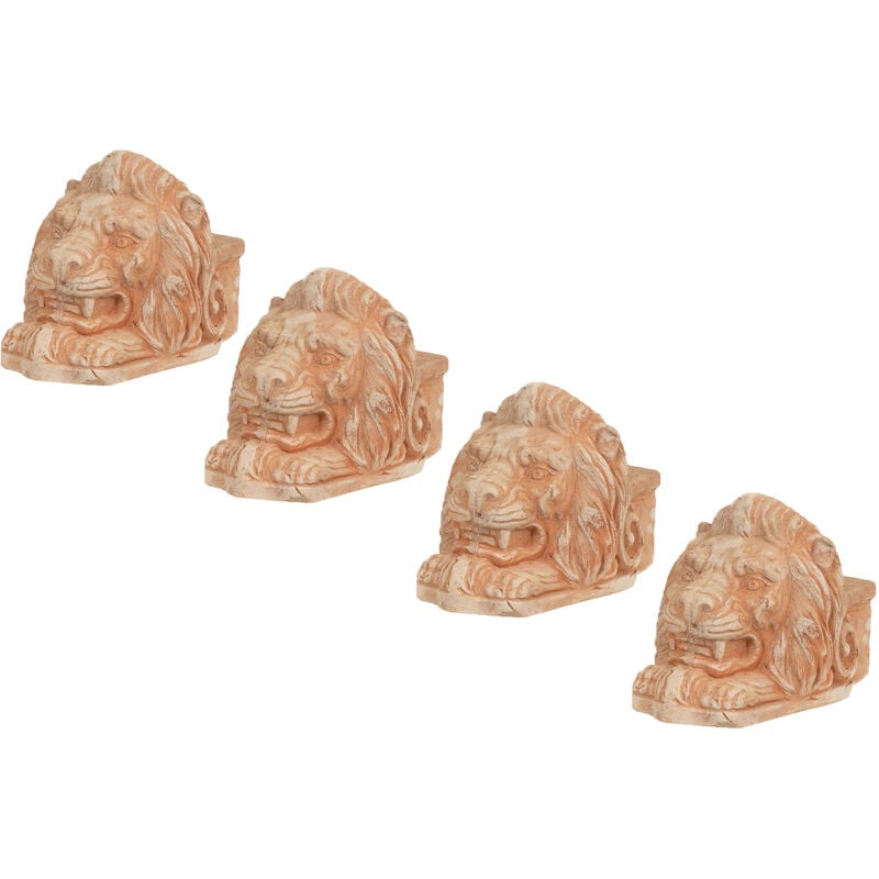 Biscottini - Set de 4 vases soucoupes à tête de lion en terre cuite toscane 100% Made in Italy entièrement fait à la main