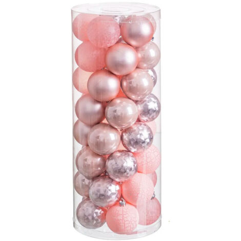 Set de 40 boules de Noël rose 6cm