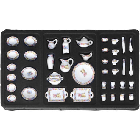 Set de 40 tasses à thé miniatures en céramique pour maison de poupée 1:12, décoration et DIY