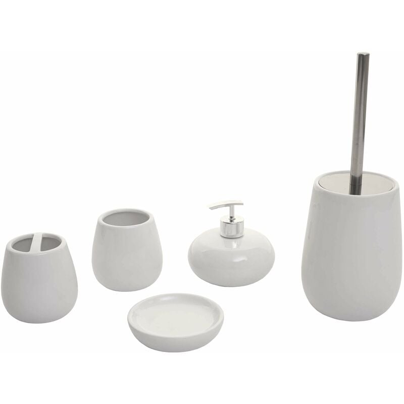 Set de 5 accessoires de salle de bain en céramique pour salle de bain blanc 040003582