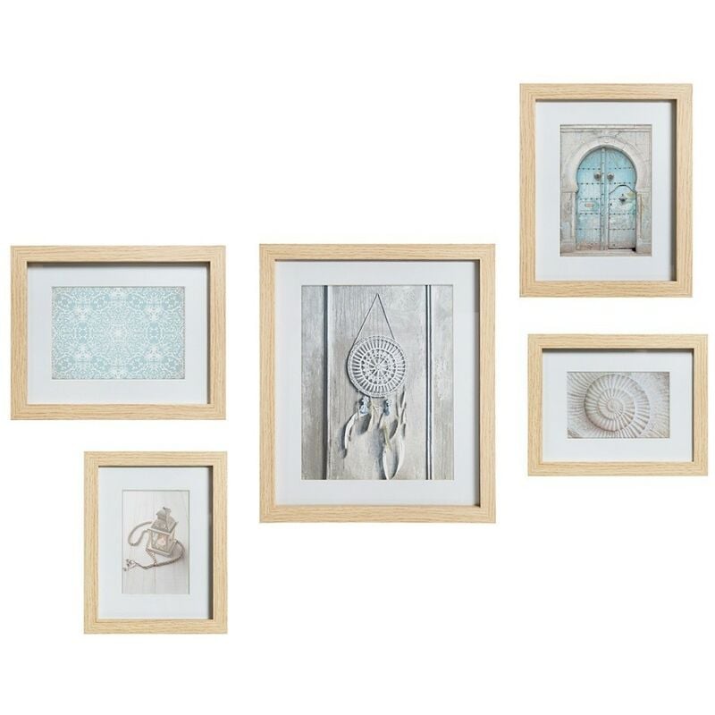 Set de 5 cadres photos naturel ethnique