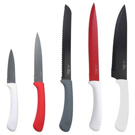 Set de 5 cuchillomulticolor en acero inoxidable Negros/Rojos/Blancos Pierre Cardin