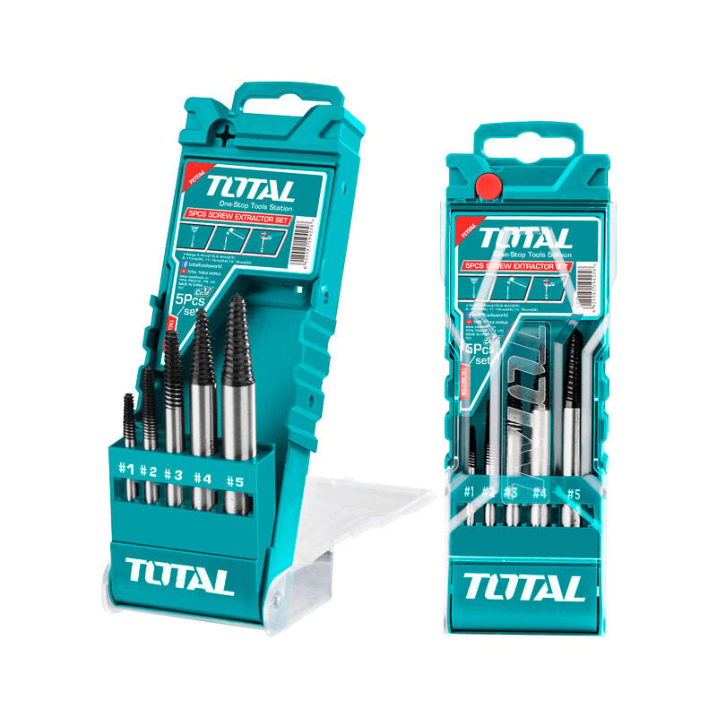 

Set de 5 extractores de tornillos CR-V Total Tools TACSE0056 3-6, 6-8, 8-11, 11-14, 14-18mm