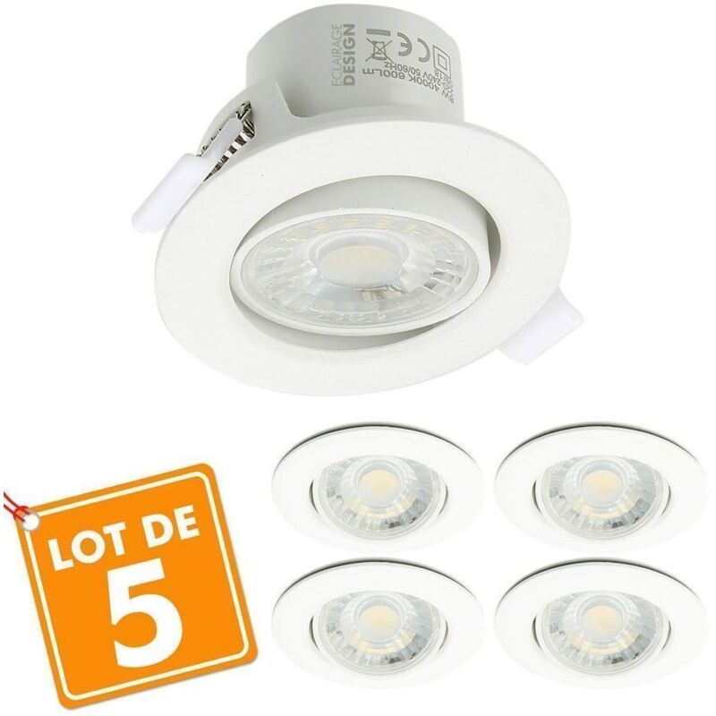 

Set de 5 Focos LED Valence Empotrables 8W Orientable Equ. 60W | Temperatura de color: Blanco cálido 3000K