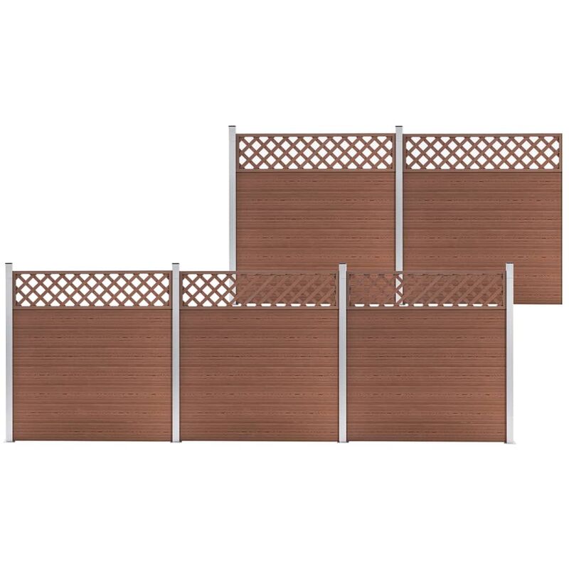 

vidaXL Set de 5 vallas cuadradas WPC marrón 872x185 cm - Marrón