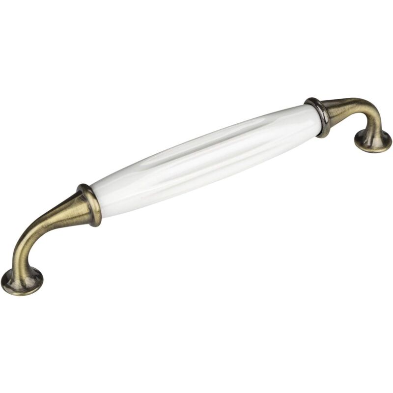Set de 5 x SO-TECH® Poignée en Porcelaine Finition Laiton Vieilli blanc Entraxe 160 mm Poignée de Meuble Poignée