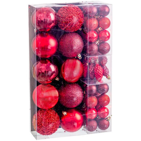 Set de 50 boules de Noël rouge