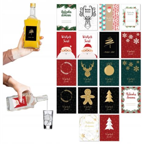 SET DE 50 ETIQUETAS NAVIDE脩AS para botellas de alcohol y tinturas NAVIDAD