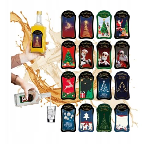 SET DE 50 ETIQUETAS NAVIDE脩AS PREMIUM para botellas de alcohol y tinturas REGALO