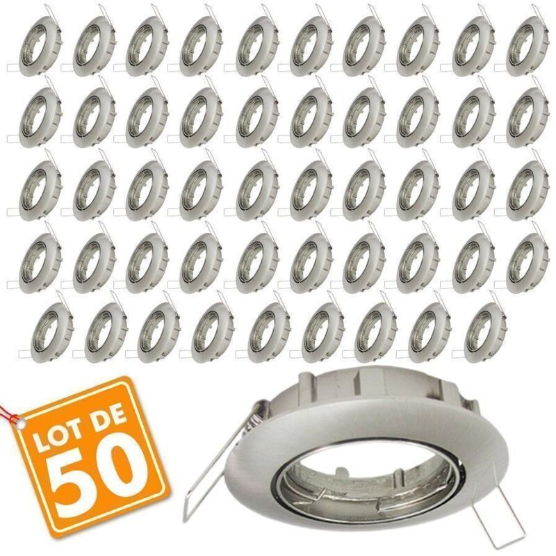 

Eclairage Design - Conjunto de 50 soportes empotrados ajustables Acero cepillado D82