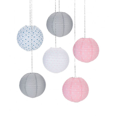 Set de 6 Abat-jours Suspensions Lanternes Chambre Enfant en Papier