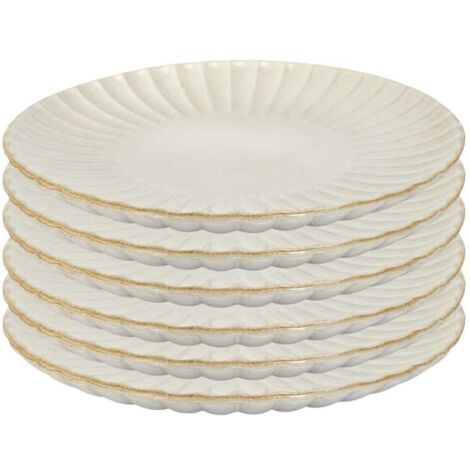 Set de 6 assiettes à dessert beiges en céramique (Ø21,7cm) - SHELLY