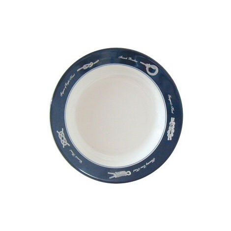 Set de 6 assiettes creuses - blanc/bleu - 23 cm