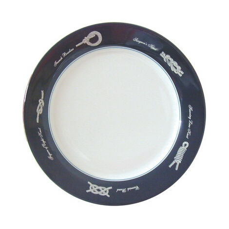 Set de 6 assiettes plates - blanc/bleu - 26 cm