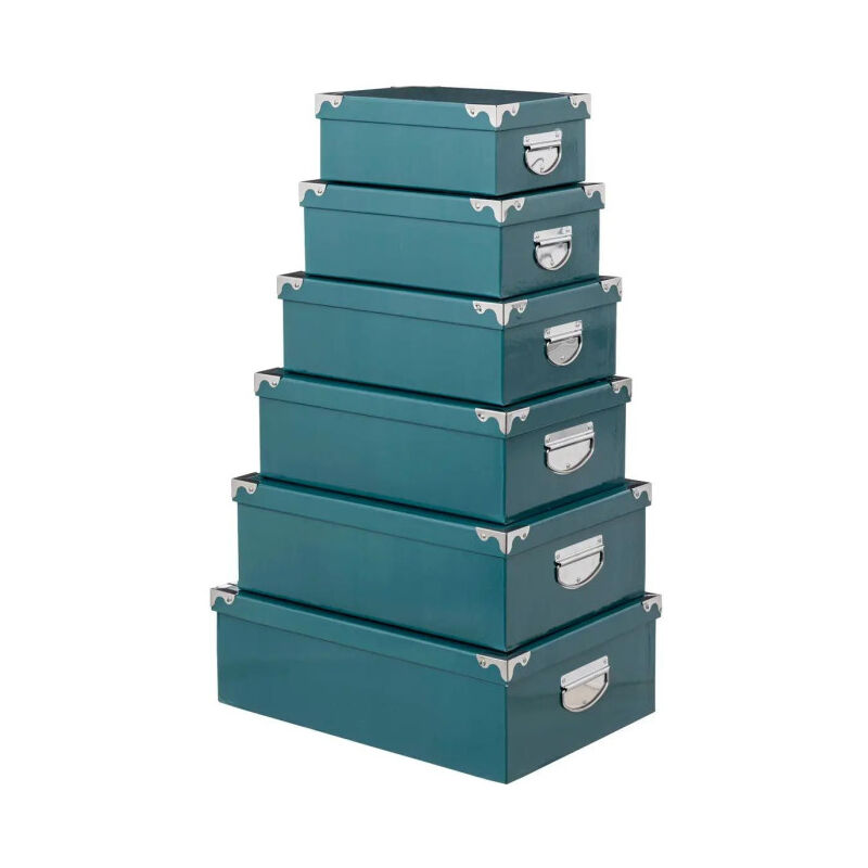 Five Simply Smart - Set de 6 Boîtes de Rangement 'Uni' 48cm Bleu Pétrole