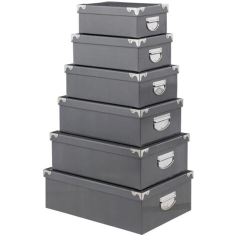 Set de 6 Boîtes de Rangement "Uni" 48cm Gris Foncé