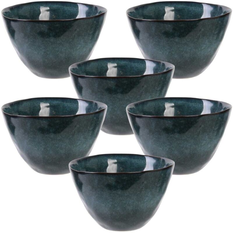 Set de 6 bols 55cl en céramique au grés du temps bleu - GALET