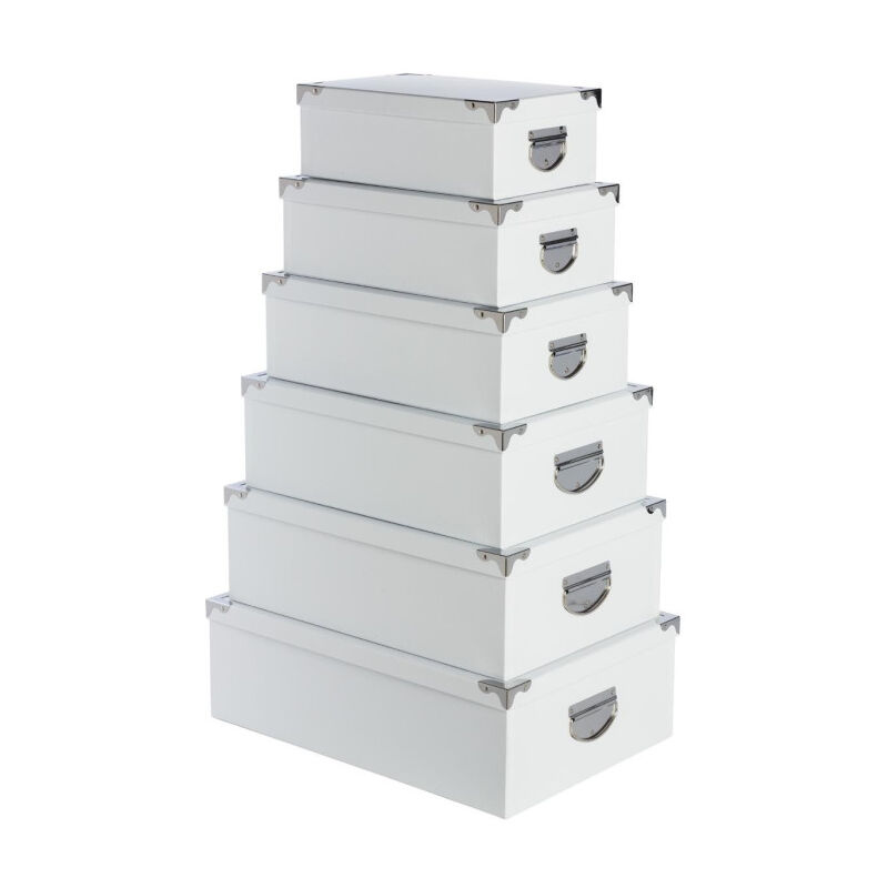 Lot de 6 Boîtes de Rangement 'Uni' 48cm Blanc