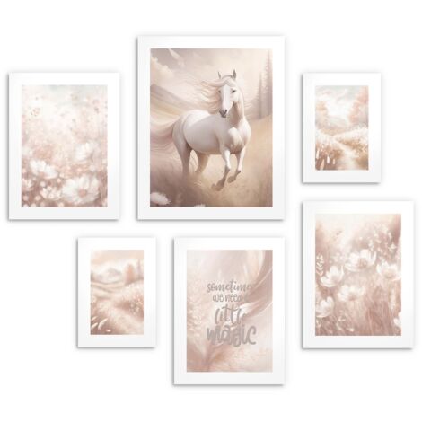 Set de 6 carteles infantiles Gallery Horse Quote beige 100x100