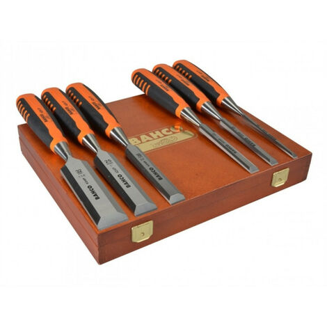 Set de 6 ciseaux à bois 6 - 10 - 12 - 18 - 25 - 32 mm en coffret bois - BAHCO 424P-S6
