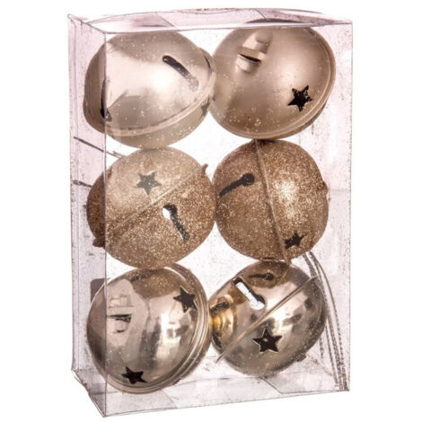 Set de 6 cloches de Noël en métal Doré - 5cm