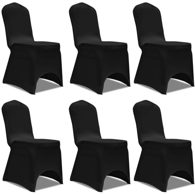

vidaXL Set de Fundas Ajustadas para Sillas 6 Unidades Negro - Negro