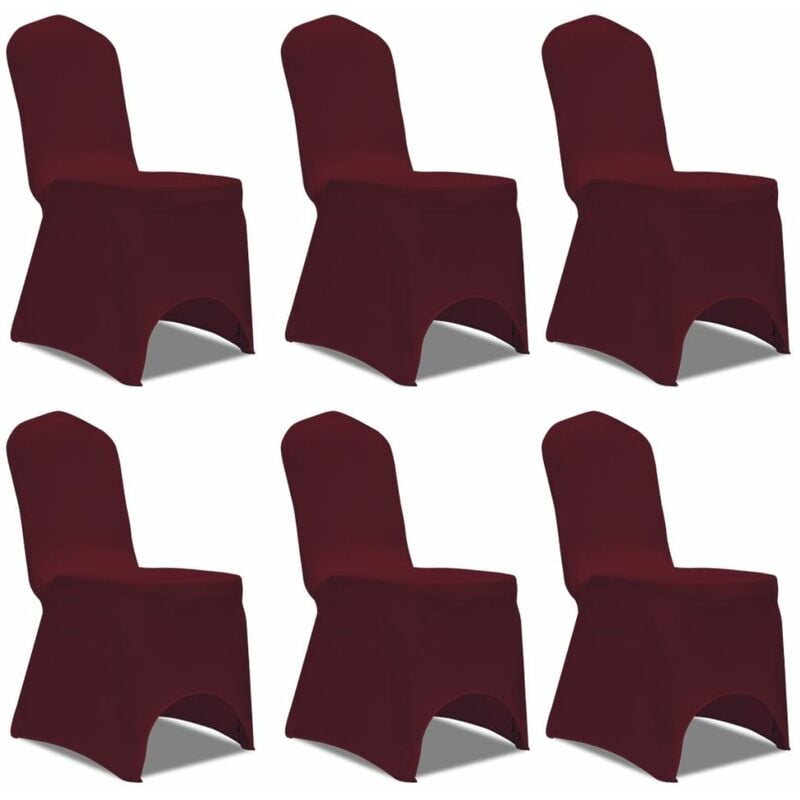 

Set de 6 Fundas ajustadas para sillas, color rojo burdeos