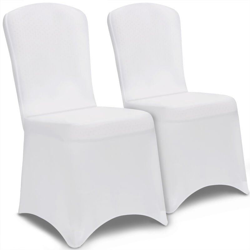 

Set de 2 Fundas para Sillas de Poliéster elástico Elegante cobertor para asientos eventos y fiestas Blanco - Blanco