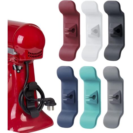Set de 6 organizadores de cables adhesivos para pequeños electrodomésticos de cocina, licuadora, cafetera, olla a presión, freidora de aire, color negro