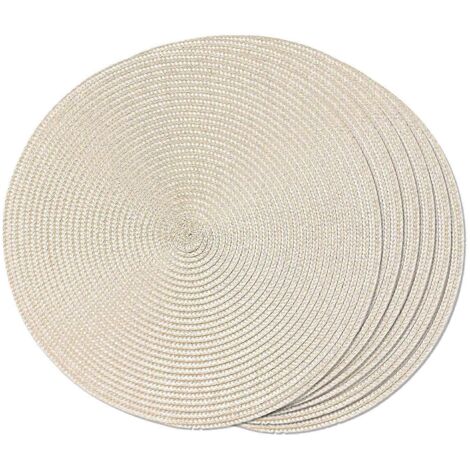 Set de 6 sets de table ronds tressés de 38 cm (beige)