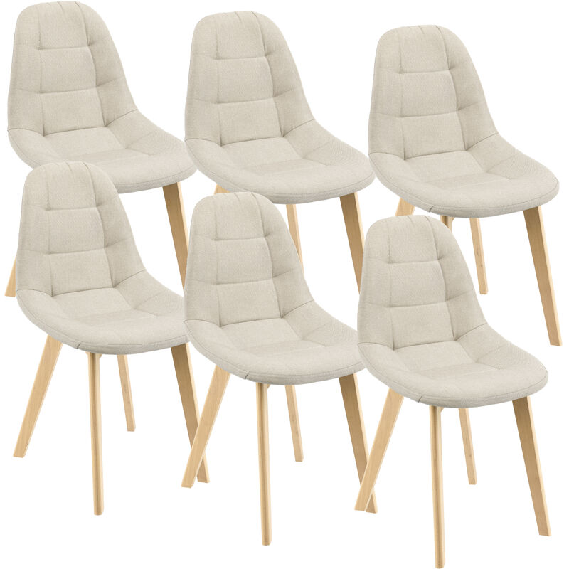 

Set de 6 Sillas de Diseño Kopparberg - 86 x 53 x 47 cm - Sillas de Comedor Cocina Salón - Asiento Tapizado Cómodo para Oficina - Patas de Haya - Beige
