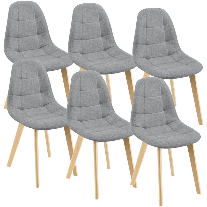 

Set de 6 Sillas de Diseño Kopparberg - 86 x 53 x 47 cm - Sillas de Comedor Cocina Salón - Asiento Tapizado Cómodo para Oficina - Patas de Haya - Gris