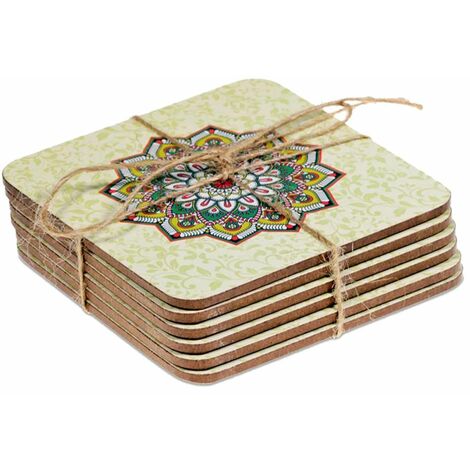 Set de 6 sous-verres vert Mandala