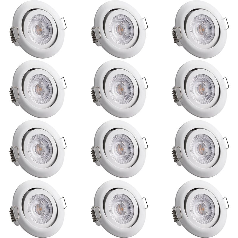 Monzana - Spot led Encastrable 5W 400Lumen 3000K Réglable Blanc Chaud Spot Led Extra Plat Pour Salle de Bain Cuisine Salon Couloir Set de 12 pièces