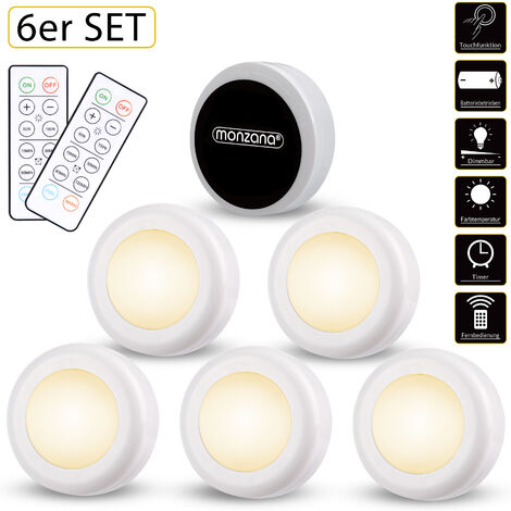 Set de 6 spots lampes LED Éclairage sous meuble Modèle blanc ou multicolore Maison cuisine meuble