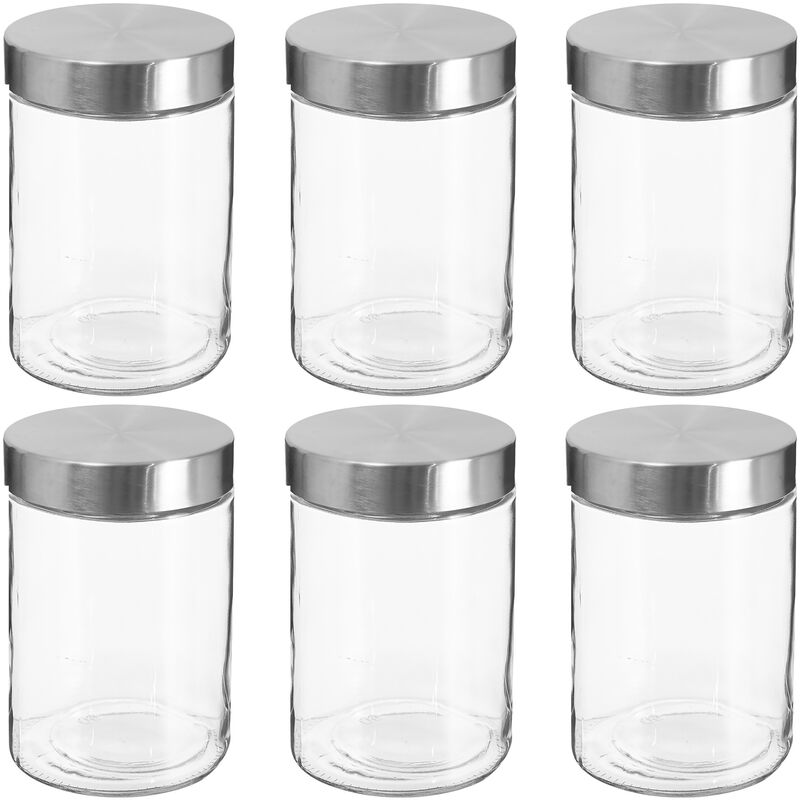 

Wellhome - Set de 6 tarros de vidrio + acero inoxidable 1,2 l.
