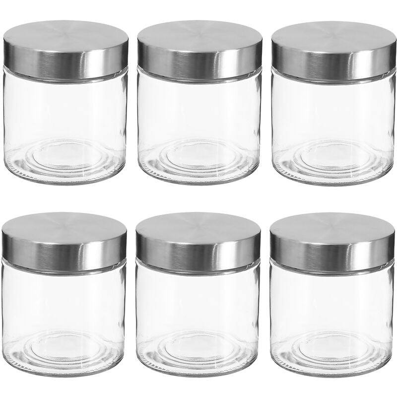 

Wellhome - Set de 6 tarros de vidrio y acero inoxidable 750ML