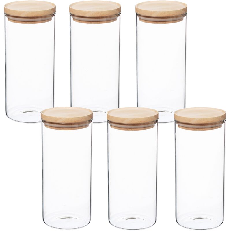 

Set de 6 tarros de vidrio y madera 1,3 L