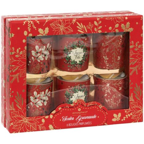 Set de 6 velas perfumadas de 40 g con tarro de cristal rojo - Feeric lights & christmas