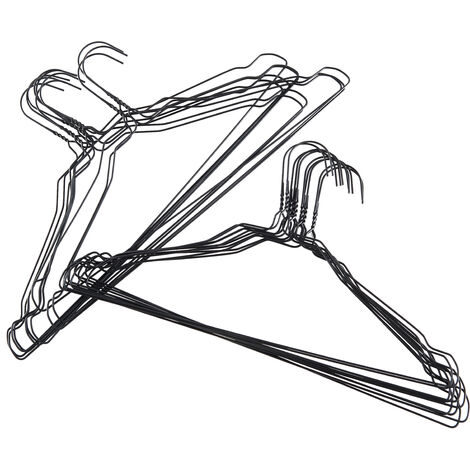 Set de 60 cintres en métal, cintres fins pour vêtements, cintres pour nettoyage à sec pour femmes/adultes, métal, noir.