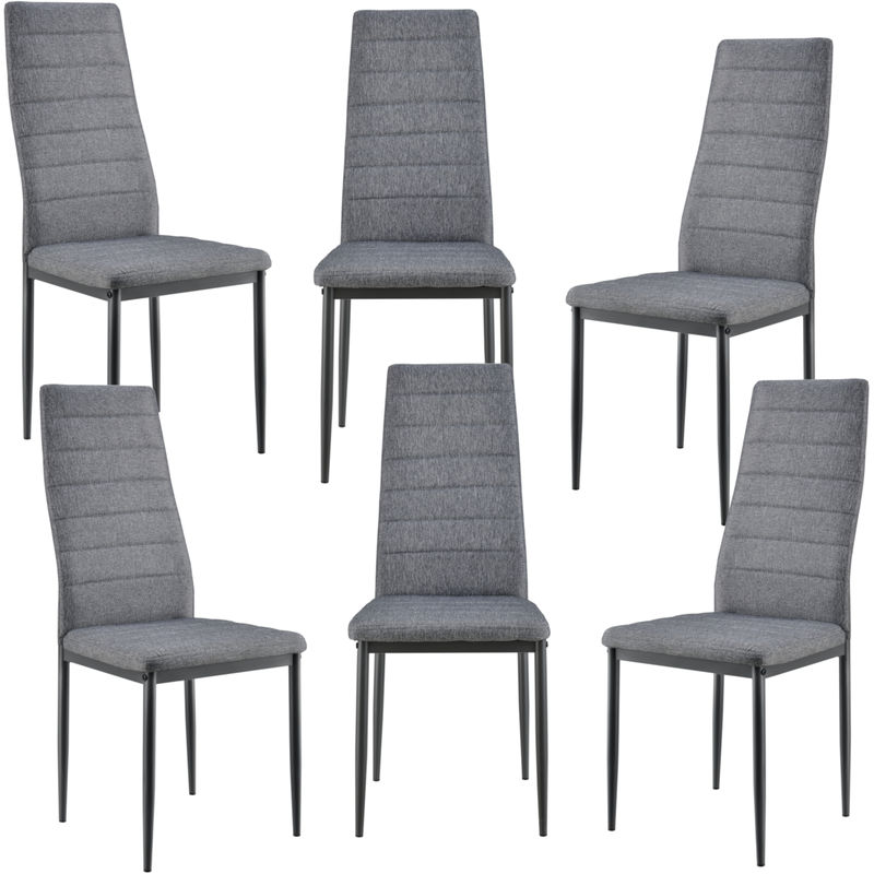 

[en.casa] - Set de 6x sillas de Comedor Elegantes tapizadas de Tela - 96 x 43 x 52 cm - 6x Sillas de diseño - Asiento de cocina - Gris