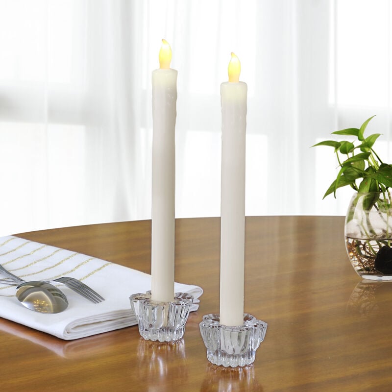 Monzana - Set de 8 bougies led en cire véritable Chandelle sans flamme avec bougeoir en verre Lumière blanc chaud