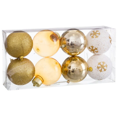 Set de 8 boules de Noël dorées - 8cm
