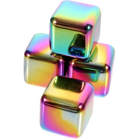 Set de 8 glaçons + clips pour glaçons en acier inoxydable de qualité alimentaire glaçons réutilisables (coloré)