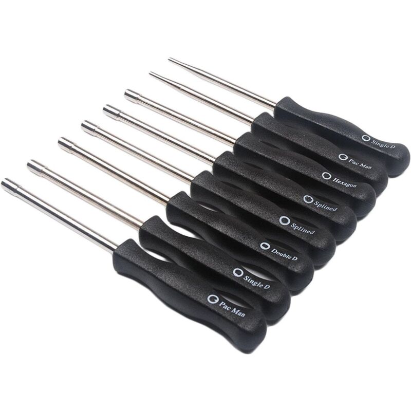 Largeight - Set de 8 Outils de Réglage de Carburateur/Tournevis de Réglage Embout Pac Man/Single D/Double D/Hexagone / 21-Dents Splinded